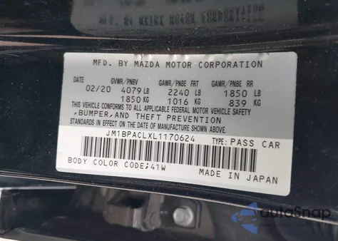 2020 Mazda Mazda3 Select Package из США, поврежденный, VIN JM1BPACLXL1170624